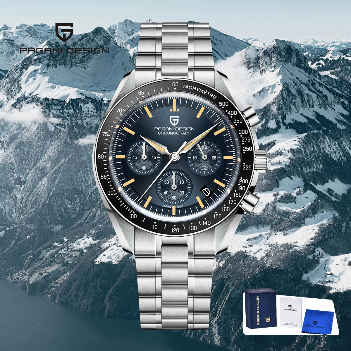 Montre Chronographe Pagani Design PD1701 Moon Watch 2026 — Japon, Saphir, 10 ATM + Boîte