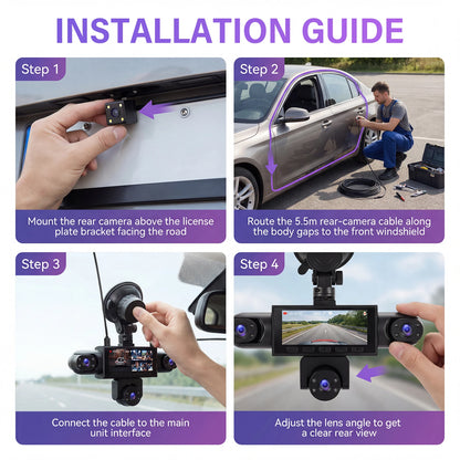 Dashcam Podofo 5 caméras 1080P avec écran 3,16 pouces