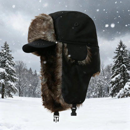Chapka Ushanka Russe Imperméable - Doublure Fausse Fourrure, Ski et Hiver
