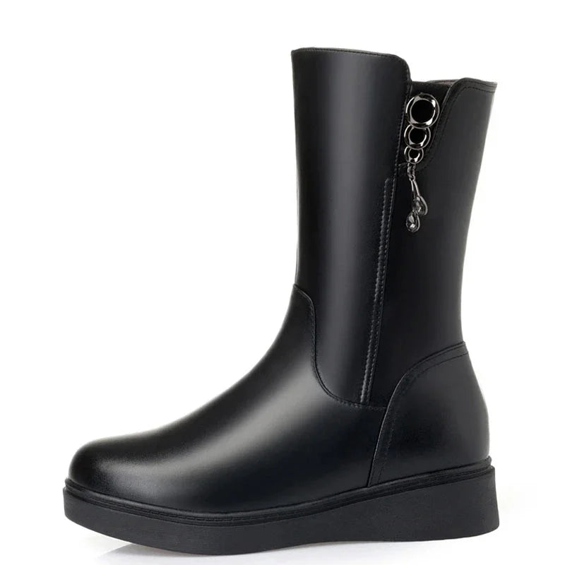 Bottes Neige Femme en Cuir – Fourrées Laine Épaisse | Confort & Chaleur | Tailles 35 à 43 - BLACKBEARD OUTDOOR INDUSTRIES