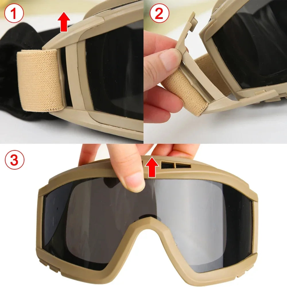 Lunettes tactiques à 3 jeux de verres interchangeables