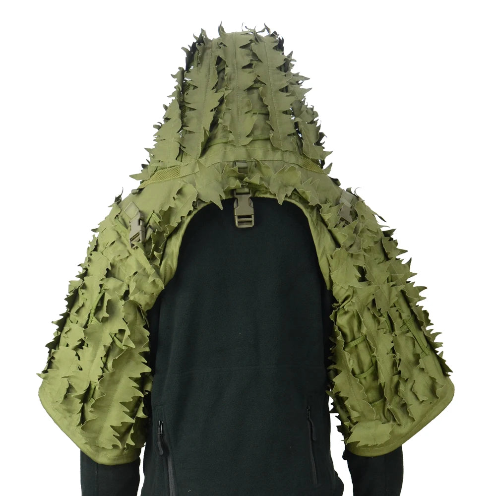 Combinaison Ghillie Tactique ROCOTACTICAL – Cagoule Viper 3D, Bandes Feuillages, Sniper Chasse Airsoft