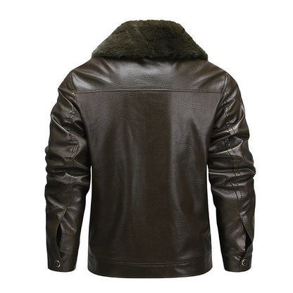 YJKVUR Men's Fleece-Lined Warm Faux Leather Jacket Waterproof Windproof Autumn Winter New Arrival Man Motorcycle Stylish Coat ﻿ BLACKBEARD OUTDOOR INDUSTRIES