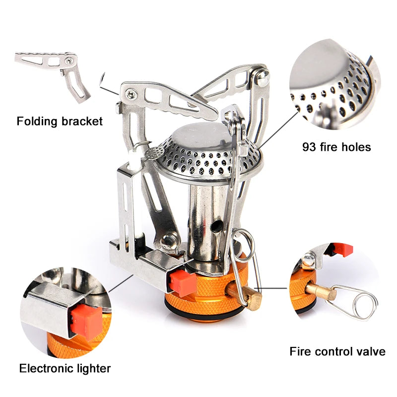 Réchaud Camping Monobloc 3500W – Aluminium Léger, Allumage Intégré | Randonnée & Bivouac