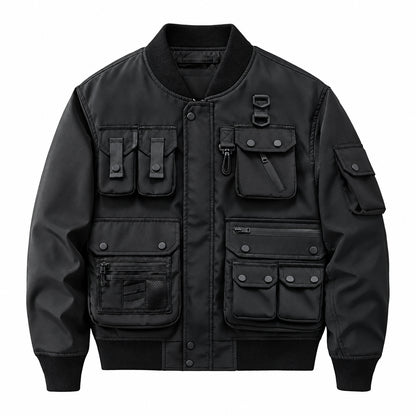 Blouson Bomber Tactique Noir Homme - Multipoches, Coupe-Vent Techwear