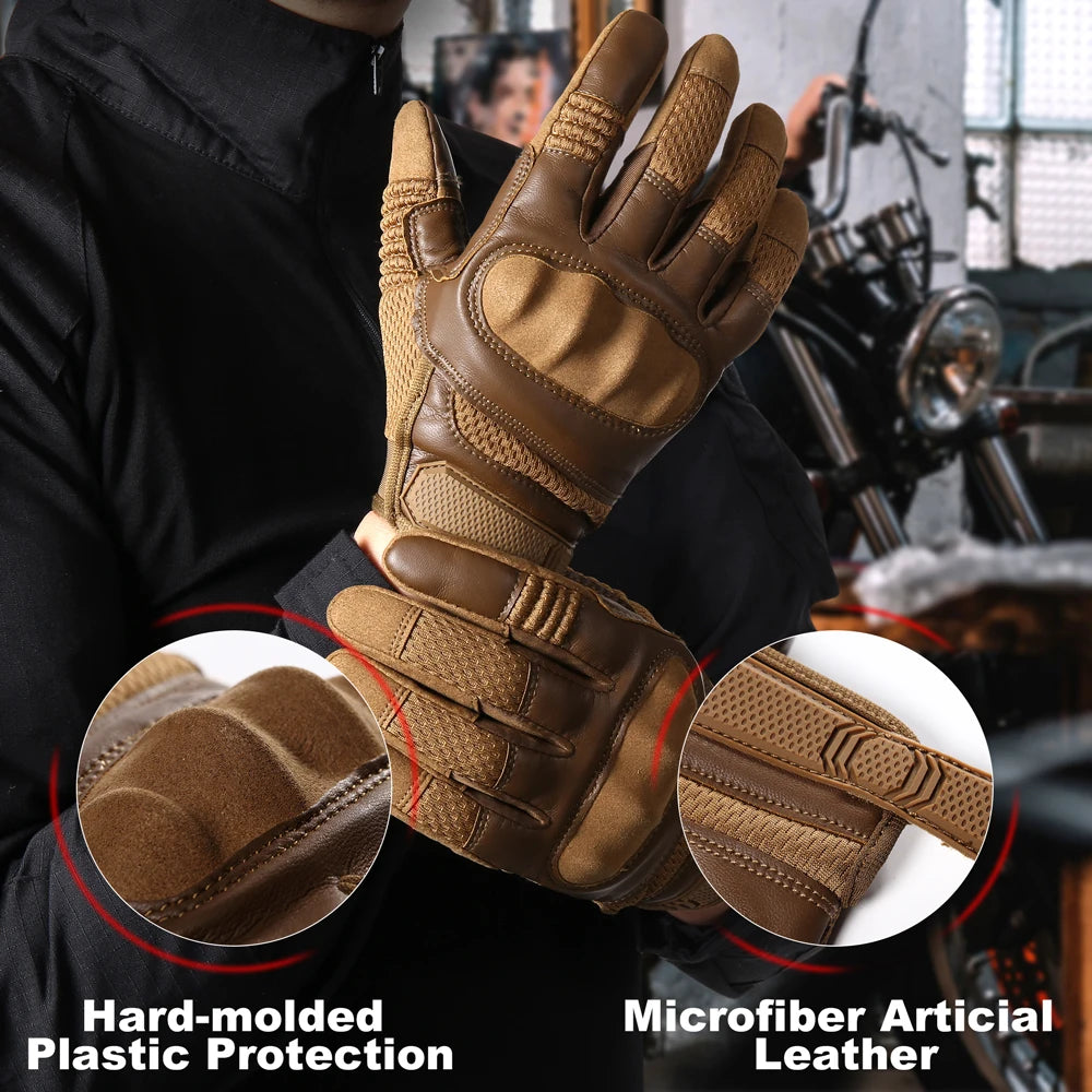Gants Moto Tactiles en Cuir PU – Protection Totale & Confort Haut de Gamme - BLACKBEARD OUTDOOR INDUSTRIES