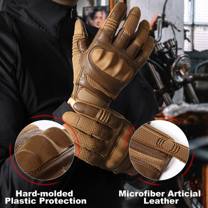Gants Moto Tactiles en Cuir PU – Protection Totale & Confort Haut de Gamme - BLACKBEARD OUTDOOR INDUSTRIES