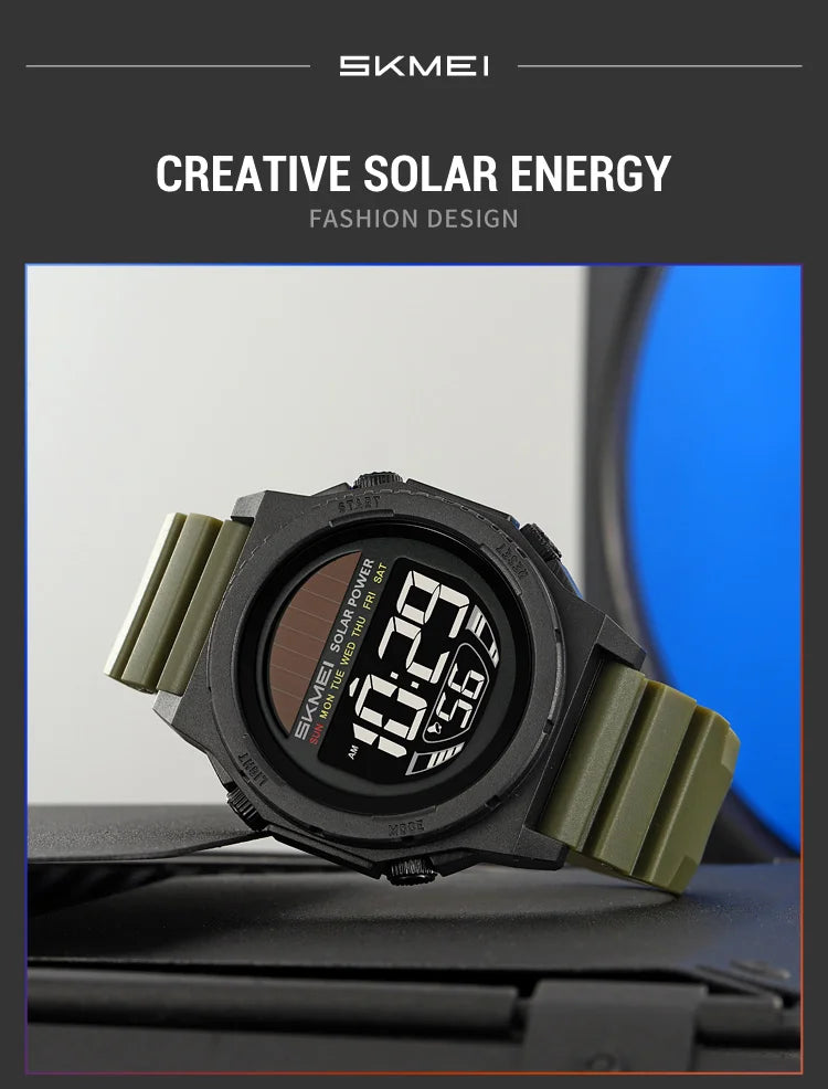 Montre Digitale SKMEI 2358 – Énergie Solaire – Étanche 5ATM – Homme & Femme - BLACKBEARD OUTDOOR INDUSTRIES