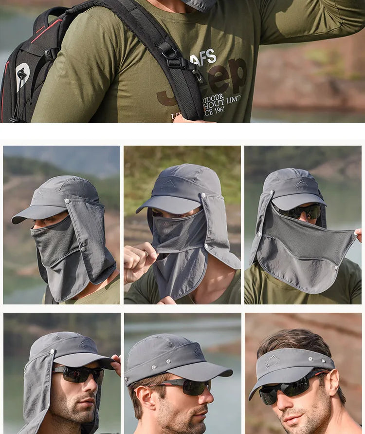 Chapeau de Protection UV d'Été – Casquette Anti-UV avec Protection du Cou et du Visage, Pliable, Séchage Rapide, Imperméable, Idéale pour Randonnée, Pêche et Activités Outdoor - BLACKBEARD OUTDOOR INDUSTRIES