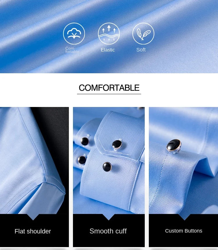 Chemise Homme de Qualité, Manches Longues, Élastique, Confortable et Anti-Retouche – Chemise Business Slim Fit Coréenne BLACKBEARD OUTDOOR INDUSTRIES