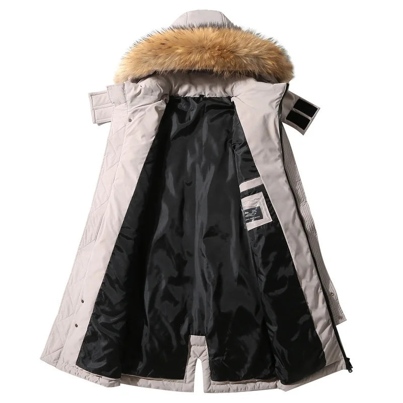 Parka homme en duvet de canard à capuche amovible
