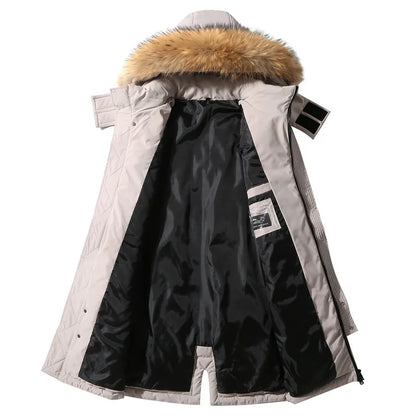 Parka homme en duvet de canard à capuche amovible