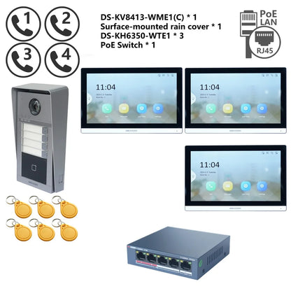 Kit Interphone Vidéo IP HIKVISION DS-KV8113-WME1(C) + DS-KH6350-WTE1 + Switch PoE - BLACKBEARD OUTDOOR INDUSTRIES