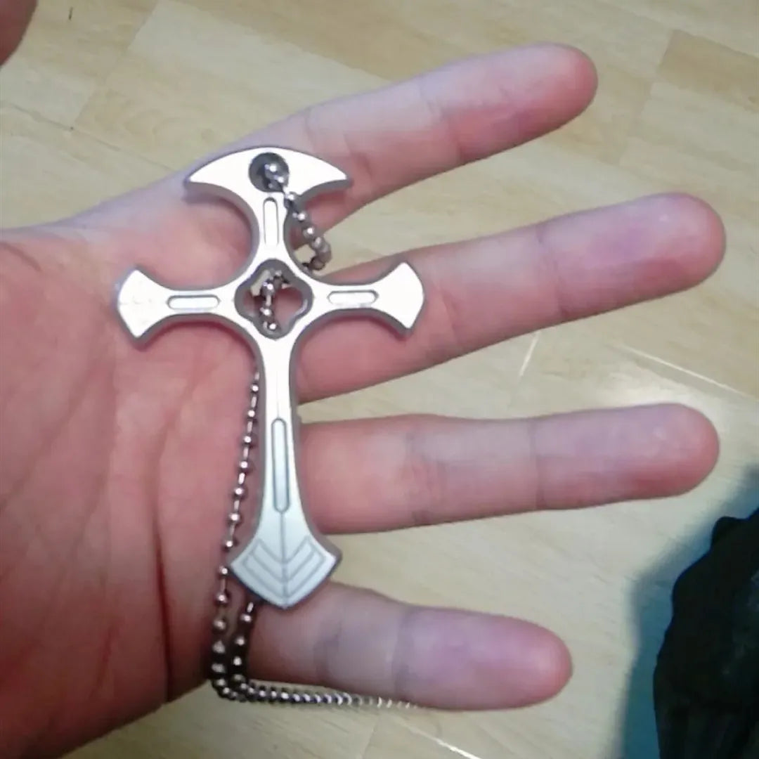 Collier de Protection de Sécurité avec Pendentif Croix - Outil d'Urgence et Défense Personnelle, Portable pour Briser Vitre - BLACKBEARD OUTDOOR INDUSTRIES