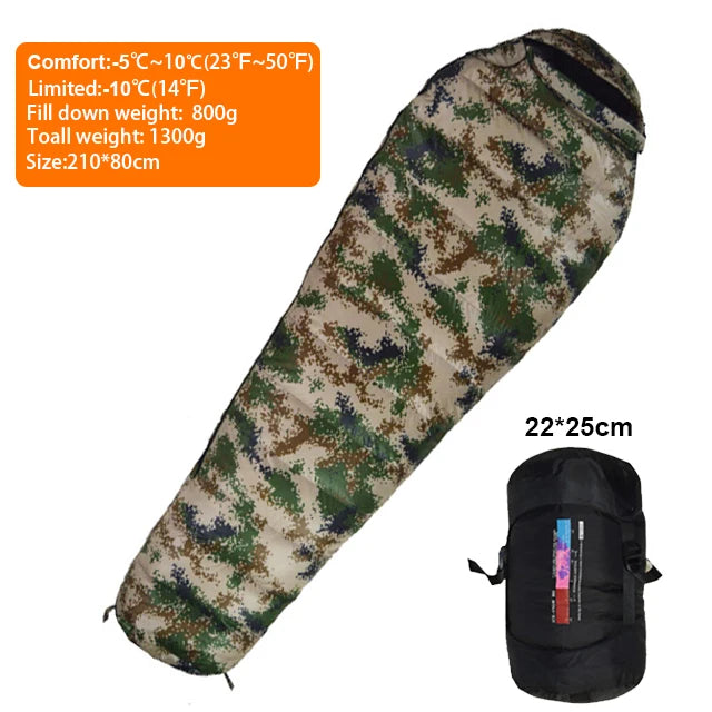 Sac de Couchage Mummy Duvet de Canard Blanc – Ultraléger, Hiver -20°C, Camping & Randonnée