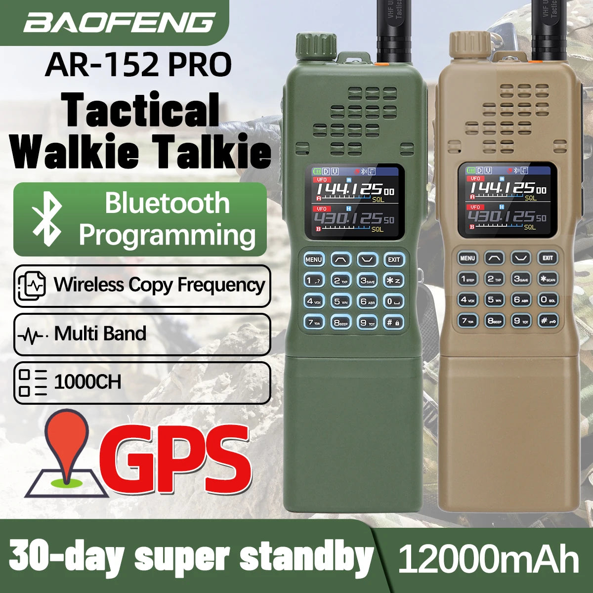 Radio portable Baofeng AR-152 PRO avec GPS et Bluetooth
