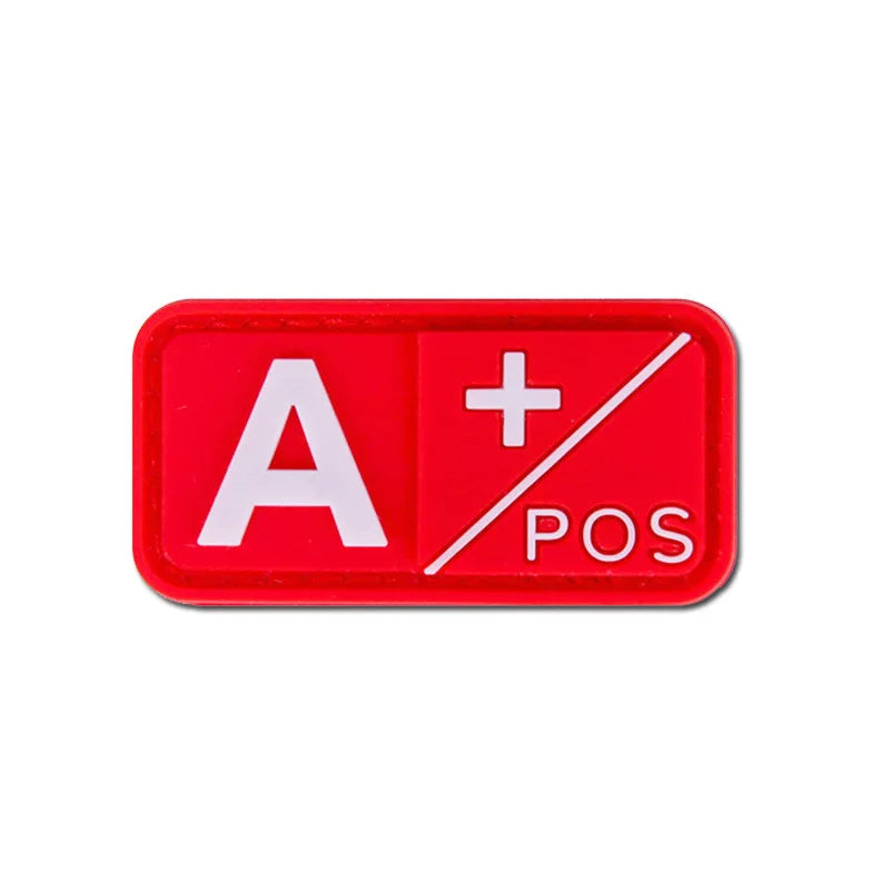 Patch Groupe Sanguin 3D PVC – A, B, AB, O | Rh+ & Rh- | Hook & Loop | Militaire, Airsoft, Tactique | 5×2,5 cm | 4 Coloris - BLACKBEARD OUTDOOR INDUSTRIES