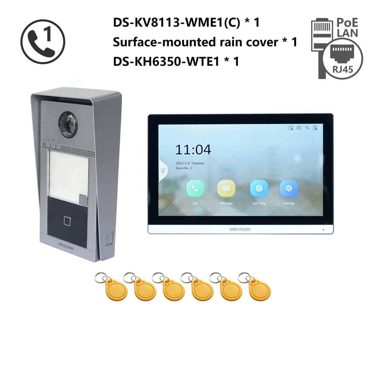 Kit Interphone Vidéo IP HIKVISION DS-KV8113-WME1(C) + DS-KH6350-WTE1 + Switch PoE - BLACKBEARD OUTDOOR INDUSTRIES