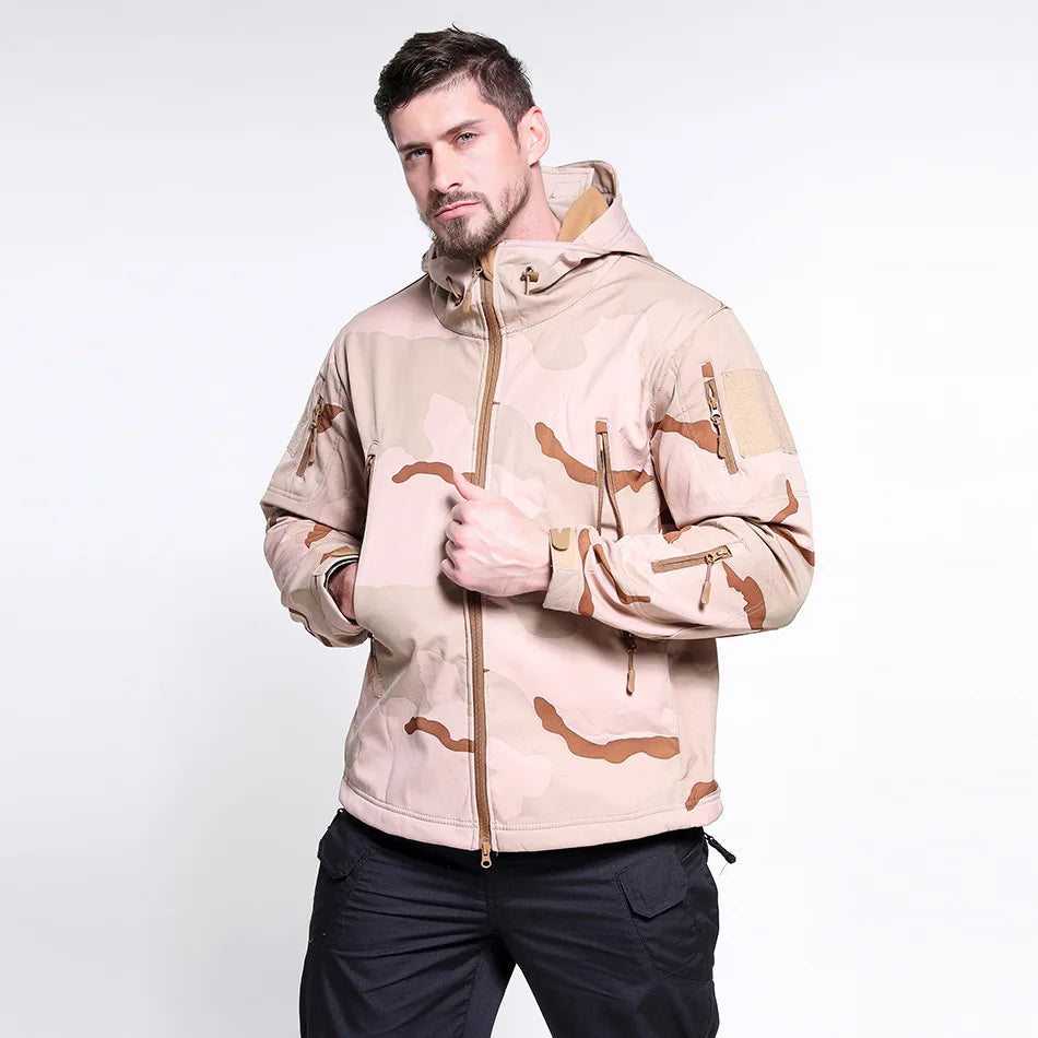Veste tactique softshell femme à capuche, doublée polaire, camouflage ou unie