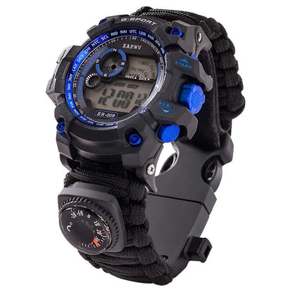 Montre de Survie Outdoor Multifonction 7-en-1 – Étanche 50m – Paracord, Boussole, Thermomètre et  Sifflet - BLACKBEARD OUTDOOR INDUSTRIES
