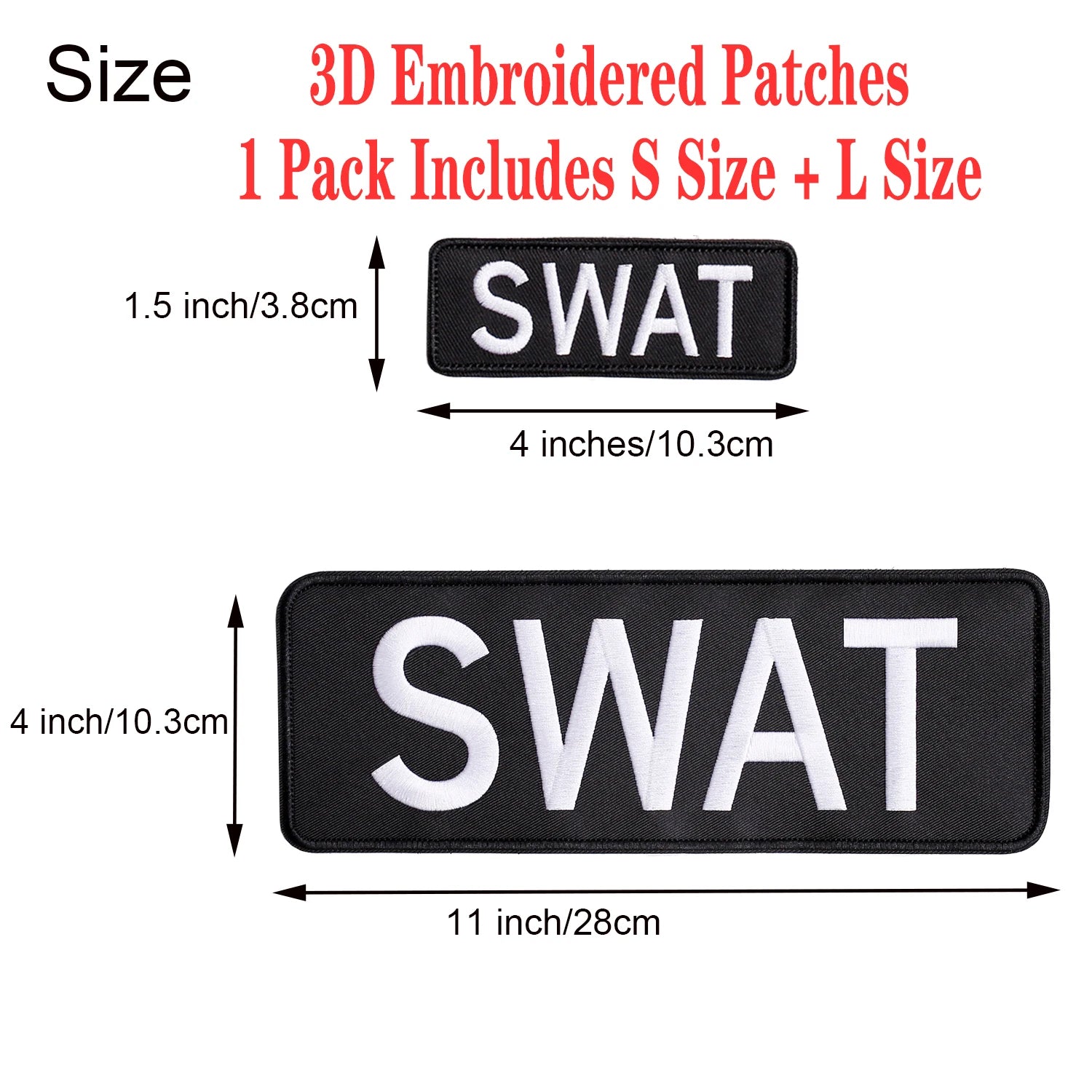 Lot de 2 Patches Brodés SWAT et security  – Grand Format – Style Militaire – Velcro - BLACKBEARD OUTDOOR INDUSTRIES