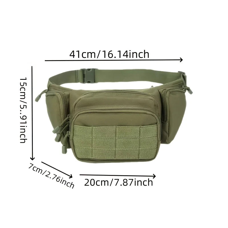 Sacoche banane tactique en nylon résistant – multi‑poches MOLLE avec holster et 4 porte‑chargeurs, idéale pour la randonnée, le vélo et le voyage (Kaki/Noir/Vert) - BLACKBEARD OUTDOOR INDUSTRIES