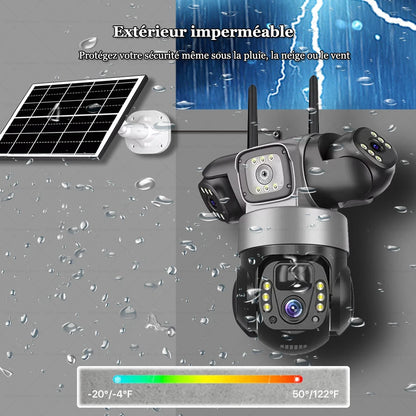 Caméra Solaire 4G Extérieur — Surveillance PTZ 360° Sans Fil, 3 Objectifs, Vision Nocturne - BLACKBEARD OUTDOOR INDUSTRIES