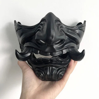 Demon Prajna Cosplay Mask Halloween Devil Oni Samurai Ghost Horror Hard Resin Face Masks Adult Unisex Party Prop Masks BLACKBEARD OUTDOOR INDUSTRIES