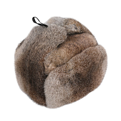 Chapka Ushanka en Vraie Fourrure de Lapin - Bonnet Aviateur Hiver à Oreillettes