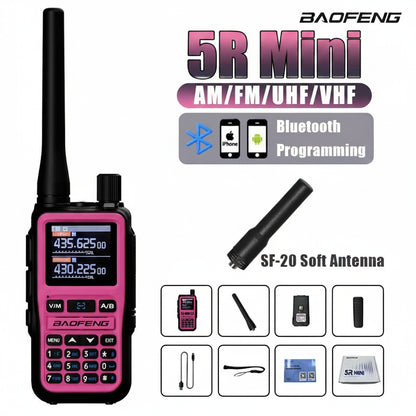 Talkie-Walkie Rose Baofeng U5R Mini – Bluetooth, 999 Canaux, USB-C, IP45