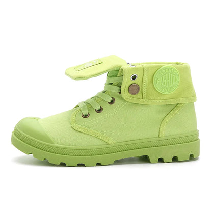 Chaussures Montantes Toile Femme Style Palladium – Respirantes Casual