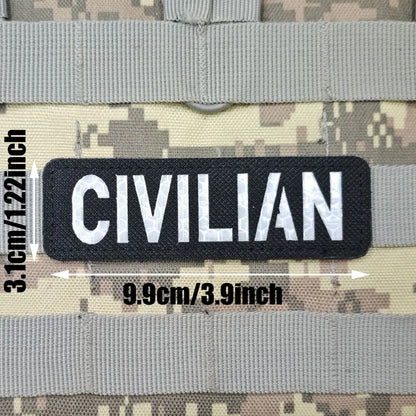 Patch Brodé Réfléchissant CIVILIAN – Écusson Tactique Militaire Velcro | Brassard & Sac à Dos