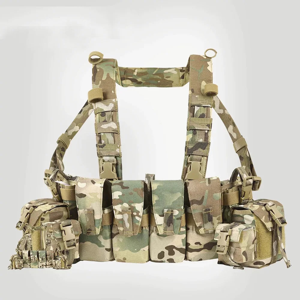 Chest rig tactique léger 500D avec harnais H et 4 poches chargeur