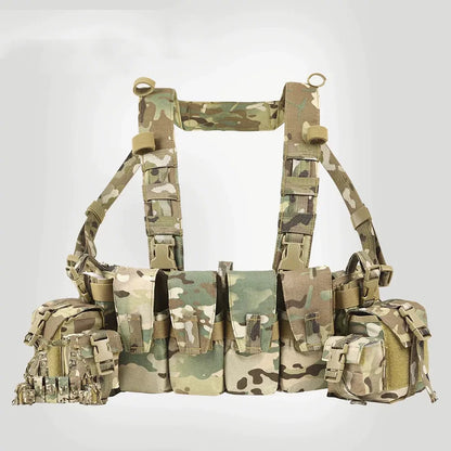 Chest rig tactique léger 500D avec harnais H et 4 poches chargeur