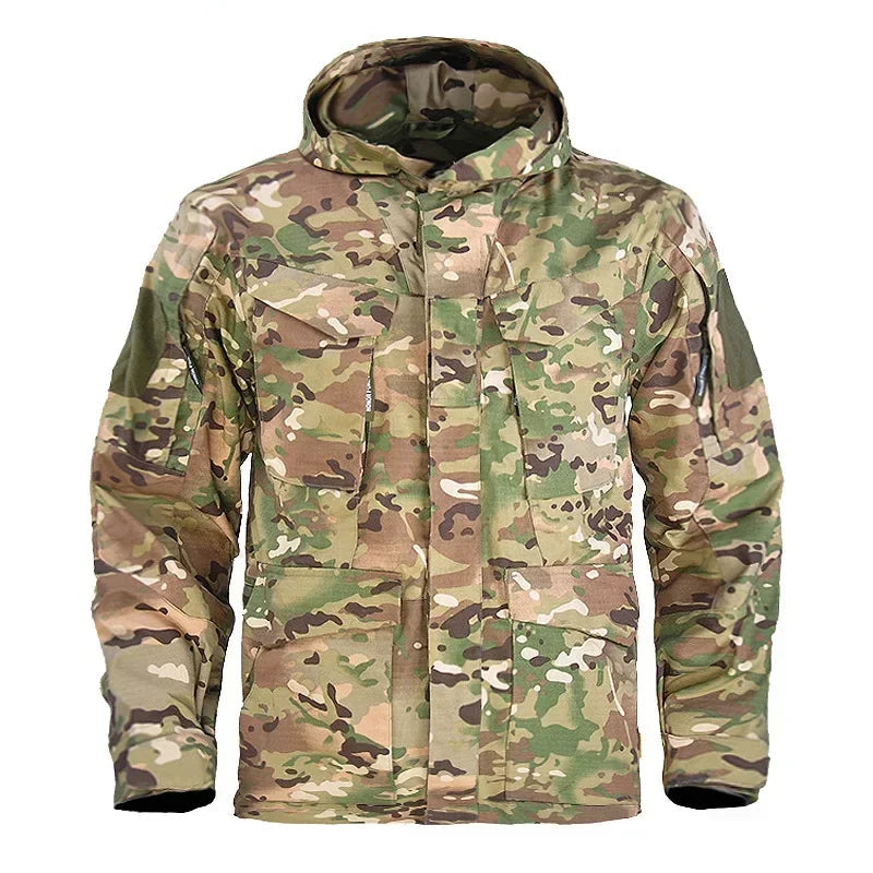 Veste Tactique Camouflage Homme – Coupe-Vent Multi-Poches à Capuche