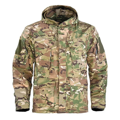 Veste Tactique Camouflage Homme – Coupe-Vent Multi-Poches à Capuche