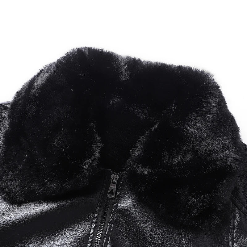 YJKVUR Men's Fleece-Lined Warm Faux Leather Jacket Waterproof Windproof Autumn Winter New Arrival Man Motorcycle Stylish Coat ﻿ BLACKBEARD OUTDOOR INDUSTRIES