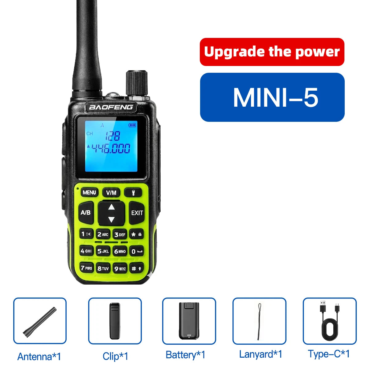 Talkie-Walkie Baofeng MINI-5 – Programmation Bluetooth, 999 Canaux, USB-C, Double PTT