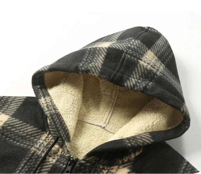 Veste polaire homme à capuche, chaude et zippée
