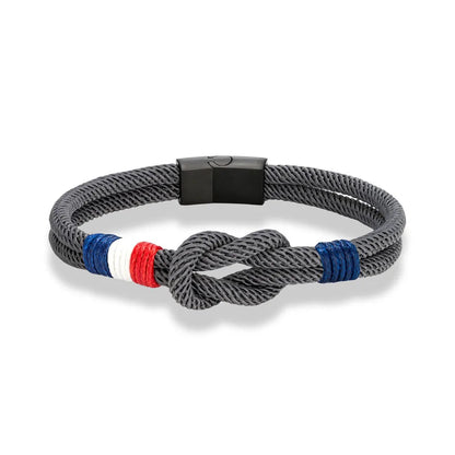 Bracelet Tressé Square Knot en Acier Inoxydable - France Flag Couple Jewelry BLACKBEARD OUTDOOR INDUSTRIES