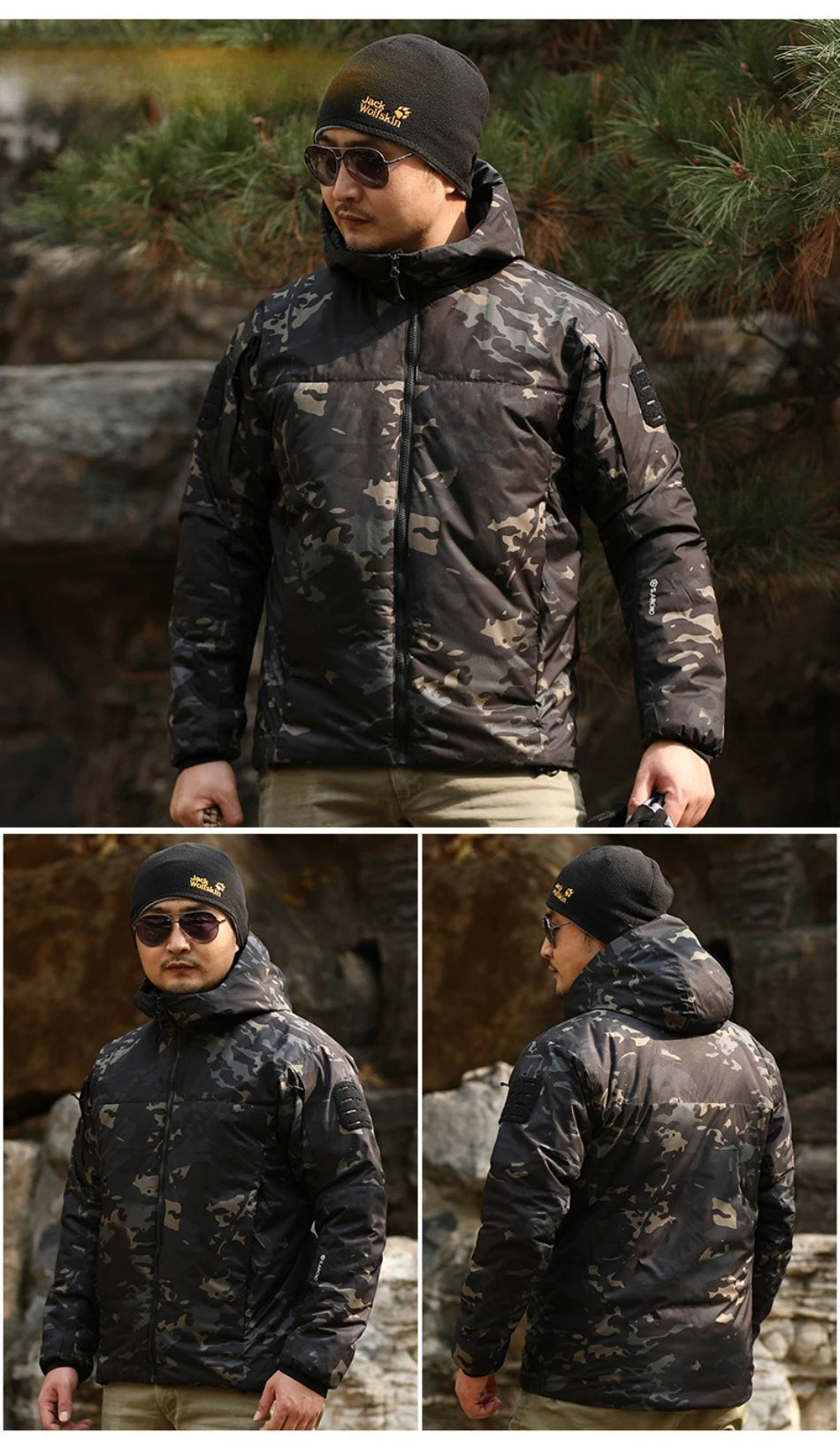 Veste Tactique Hivernale pour Homme – Parka Coton Chaud, Coupe-Vent et Imperméable avec Capuche, Manteau Camouflage pour Randonnée - BLACKBEARD OUTDOOR INDUSTRIES