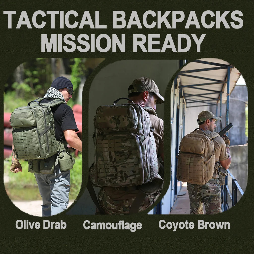 Sac à dos tactique MOLLE 40–50 L avec poche à eau 3 L