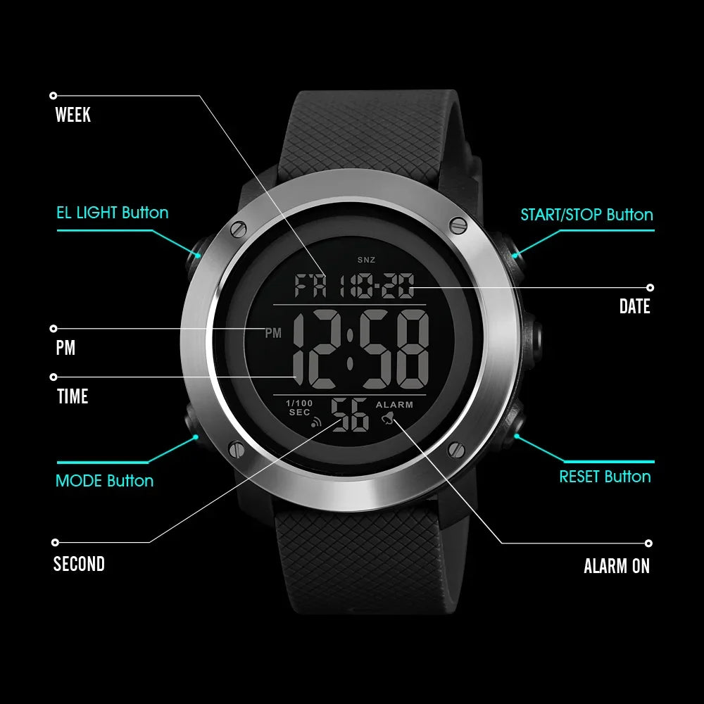 Montre Digitale Homme SKMEI 1426 – Sport, Alarme, Étanche 5Bar - BLACKBEARD OUTDOOR INDUSTRIES