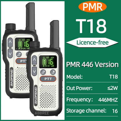 Pack 2 Talkies-Walkies PMR/FRS Sans Licence – Double PTT, VOX, USB-C, Alerte Météo