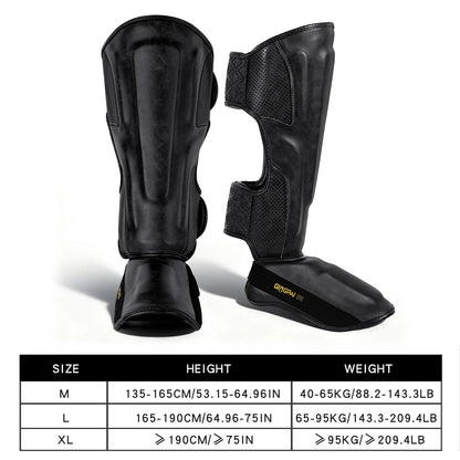 Tibières Professionnelles Cuir PU – Protège-Tibia & Pied Sanda, Muay Thai, Boxe | M à XL | 5 Coloris - BLACKBEARD OUTDOOR INDUSTRIES