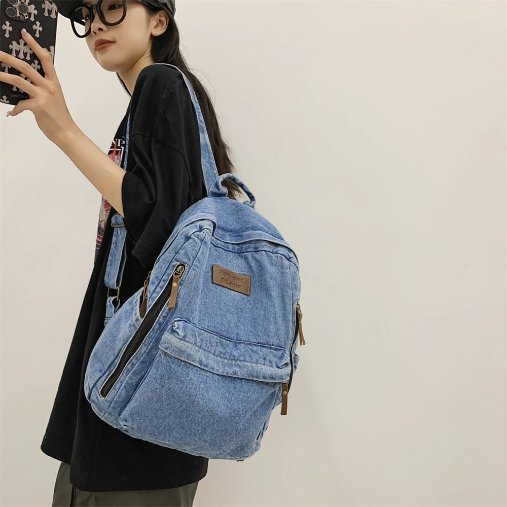 🎒 Sac à Dos en Jean Tendance – Style Denim | Grande Capacité Étudiante | Multi-Poches | Unisexe - BLACKBEARD OUTDOOR INDUSTRIES