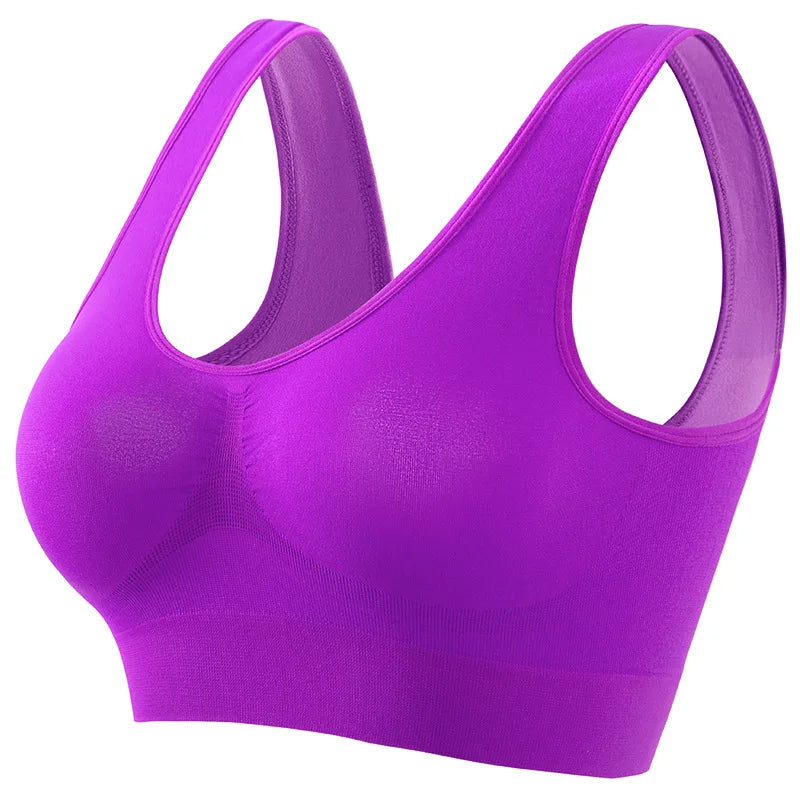 Brassière Sport Femme Sans Armature Grande Taille – Rembourrage Amovible, Sans Couture, Yoga & Running – S à 5XL