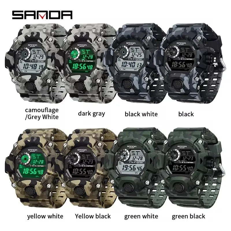 Montre numérique homme SANDA 2183 camouflage sport