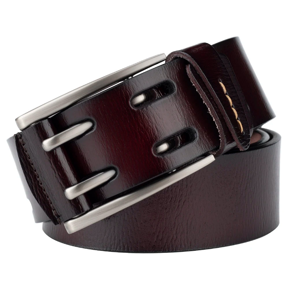 Ceinture en Cuir Véritable à Double Boucle pour Homme - Ceinture Casual 4,1 cm BLACKBEARD OUTDOOR INDUSTRIES