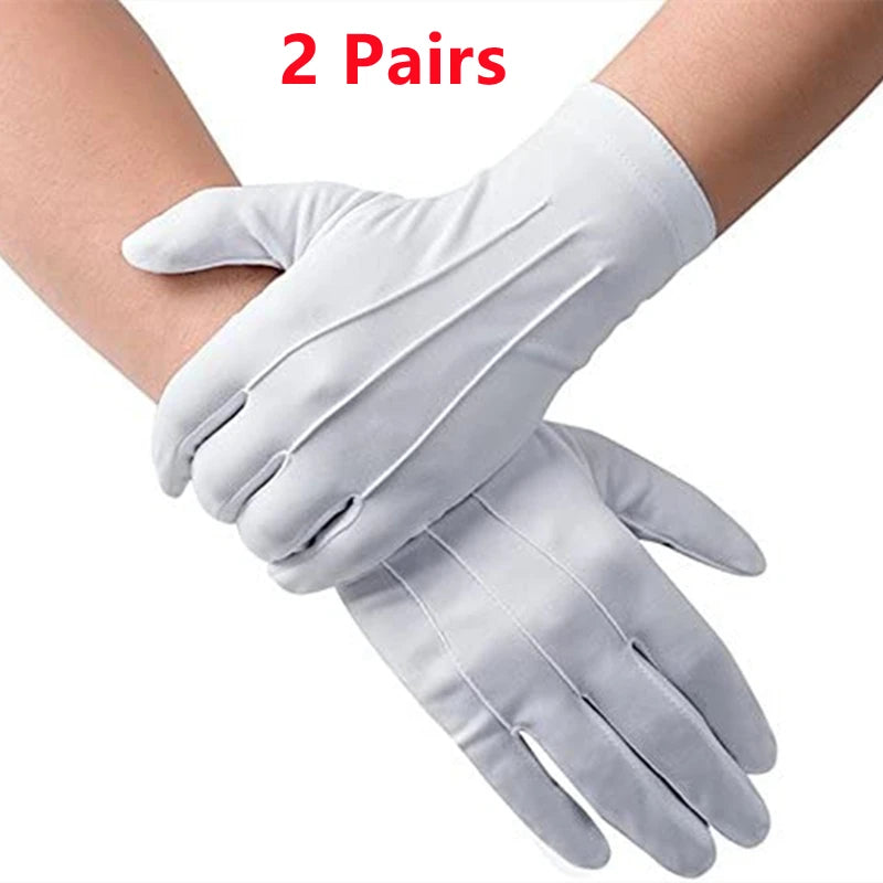 Gants blancs de cérémonie pour porte-drapeaux, lot de 2 paires
